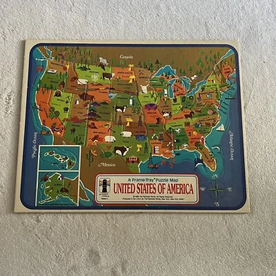 Rompecabezas de mapa de imagen dorado vintage de 1968 de Estados Unidos de América coleccionable Foto 1 de 4