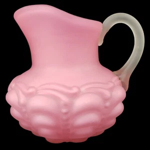 Victorian Consolidated Glass Co Satin Pink Guttate 4-3/4" Creamer Applied Handle - Picture 1 of 22