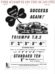 Triumph 'TR.2' Sports Car Ireland Rally ADVERT : Original 1955 Print Ad 704/35 - Picture 1 of 1