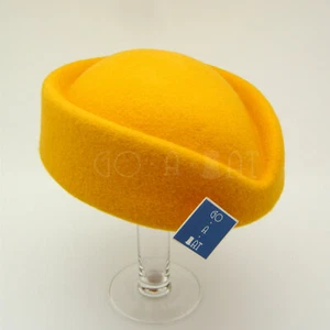 CLASSIC Wool Felt Women Pillbox Hat Ladies Fascinators Party NEW | 56cm | Yellow - Picture 1 of 4