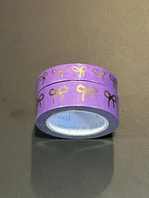 NEW Simply Gilded Purple Reign w Gold Bows washi tape 10 & 15 mm rolls NIP - Изображение 1 из 2