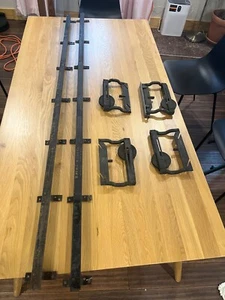 1800's Pocket Door Hardware Set With 4 Wheel Assemblies & Screws - Picture 1 of 10