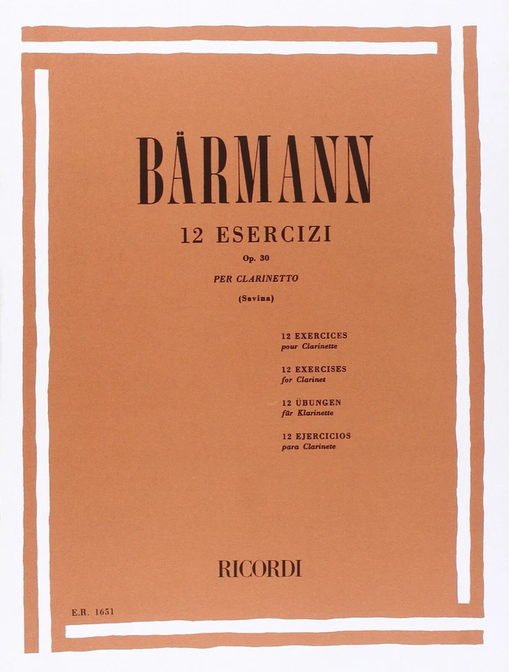Barmann - 12 Exercice Op. 30 - Pour Clarinette (Couverture Verte) - Photo 1/1