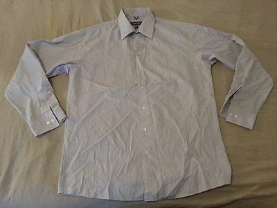 Mens Kenneth Cole Reaction Dress Shirt L Large 16 34 35 Gray Stripes Cotton Long - Image 1 of 4