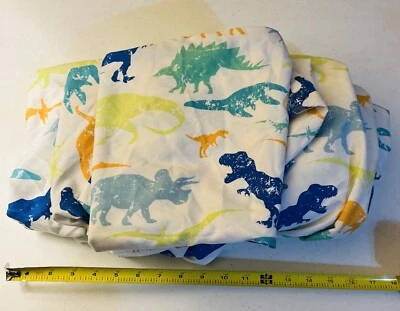 MK Home 3pc Full Fitted Sheet Set for Boys – Dinosaurs Green Blue Orange White - Image 1 of 2