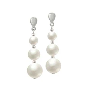 Iconic White Shell Pearl Drop Clip On Earrings - Picture 1 of 1