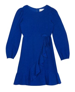MSRP $68 Rare Editions Girls Pique Glitter Faux Wrap Dress Royal Blue Size 10 - Picture 1 of 1