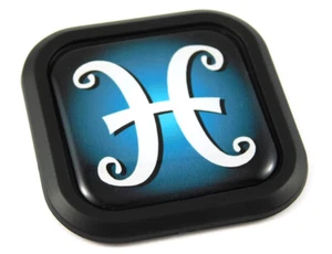 Pisces Zodiac Square Black edge rim Emblem Car 3D Decal Badge Bumper 2" - Imagen 1 de 7