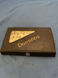Vintage Double Six Dominoes Original Black Case! - Picture 1 of 5