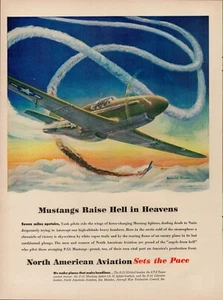 1944 WW II Era North American Aviation 1940s Vintage Print Ad Air Force Mustangs - Picture 1 of 7