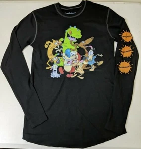Men’s Nickelodeon 90's Cartoons Long Sleeve Small Black Thermal - Picture 1 of 6