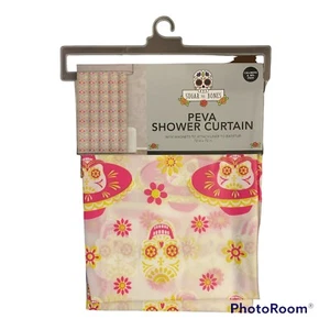 NEW SUGAR AND BONES SKULLS PEVA SHOWER CURTAIN w/MAGNETS DAY OF THE DEAD - Picture 1 of 4