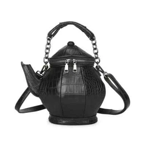 New Unique Black Teapot Shaped Tote Handbag - Picture 1 of 3