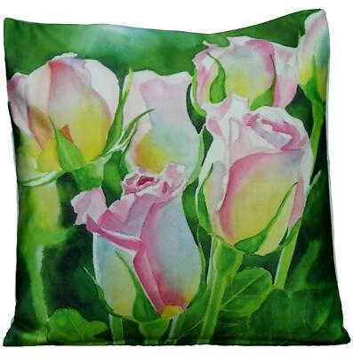 Kissenbezug 40x40 Kissenhülle Dekokissen Kissen Sommer Sofakissen Edelrosen Rosa - Bild 1 von 3