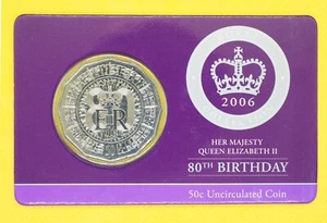 2006 50c Cent Queen Elizabeth II 80th Birthday UNC coin - Picture 1 of 4