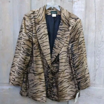 Vintage Deadstock Tan Animal Print Faux Fur Coat Size 26W - image 1 of 4