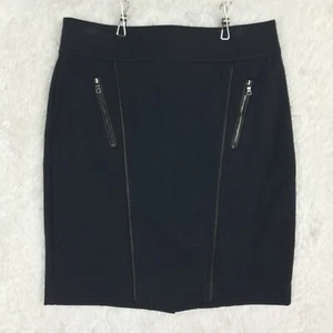 Ann Taylor Damen Rock Bleistift Marineblau Kunstlederbesatz Reißverschluss Petite 4P - Bild 1 von 9