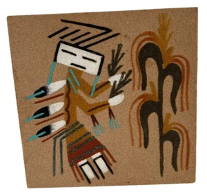 Placa de pared arte arena tallo de maíz nativo americano persona indígena 6x6 - Imagen 1 de 6