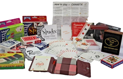 Play Card Games Cribbage Wood Dal Rossi Italy Bicycle Spades Rummy Canasta Caddy - Image 1 of 4