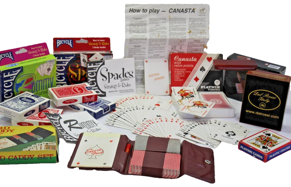 Play Card Games Cribbage Wood Dal Rossi Italy Bicycle Spades Rummy Canasta Caddy - Image 1 of 4
