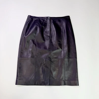 Falda Lápiz Talbots Vintage Cuero Púrpura Carrera Romántico Gótico Moderno Bruja Foto 1 de 4