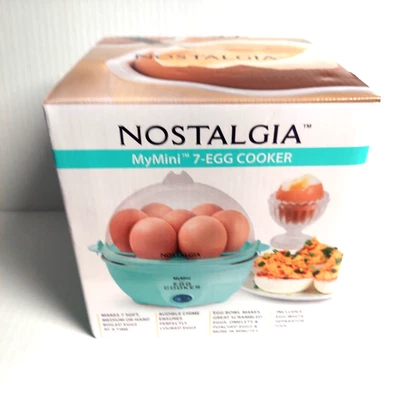 My Mini Nostalgia Premium 7 Egg Cooker/Poacher/Scrambler Teal New In Box - Image 1 of 4