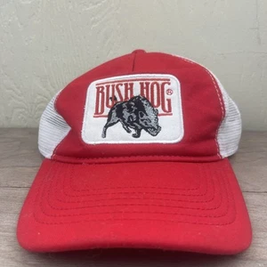Bush Hog Patch Full Mesh Trucker Snapback Hat Cap Vintage Style Red White - Picture 1 of 5