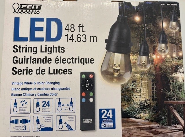 Feit Electric 48 ft. LED string lights Weather Proof, 2' Apart, Non-Breakable - Image 1 of 2