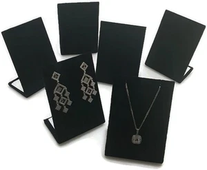 Espositore per collana e orecchini catena ciondolo velluto nero 6 pezzi 3,5" - Foto 1 di 2
