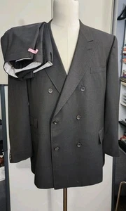 Vtg Turnbull Asser double breasted Wool England Made suit 48R Pants 46W x 27 - Picture 1 of 23