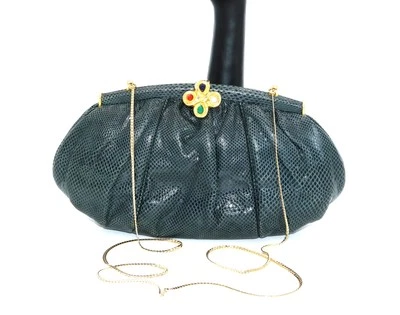 Bolso de Hombro Karung PIEL DE SERPIENTE Gris Azulado Oscuro - JUDITH LEIBER Foto 1 de 4