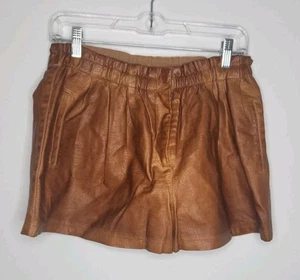Zara Faux Leather High Waisted Cuffed Paperbag Shorts Size M - Picture 1 of 5