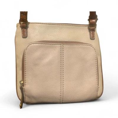 Tignanello Cartera Cuero Guijarro Bandolera Multi Bolsillo Bolso Crema y Marrón Foto 1 de 4