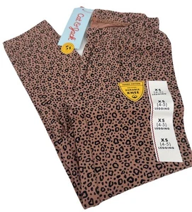 Girls' Animal Print Leggings Cat & Jack Light Brown Size XS 4/5 Durable Knee - Picture 1 of 4