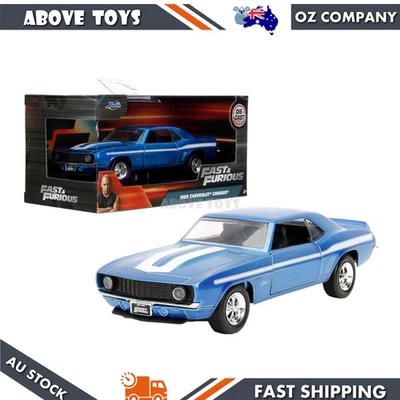 Jada 1:32 Scale Fast & Furious 1969 Chevrolet Camaro Blue Diecast Model Car - Image 1 of 4