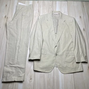 VTG Brooks Brothers Unlined Beige Linen 2-Pc Suit Mens 43S 34Wx29L Made In USA - Picture 1 of 23