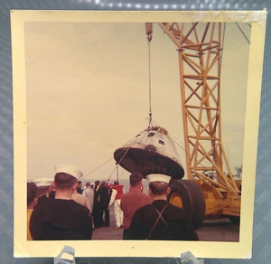 Authentic Photo 1969 Apollo 9 Capsule Recovery USS Guadalcanal Navy Ship 3.5" - Picture 1 of 4