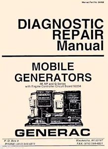 GENERAC AC Generator SERVICE MANUAL & Owner NP IM MC OHVI Engine 100 MANUALS CD - Picture 1 of 2