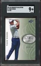 2014 UPPER DECK EXQUISITE COLLECTION #1 TIGER WOODS SILVER #'D /125 SGC 9 MINT