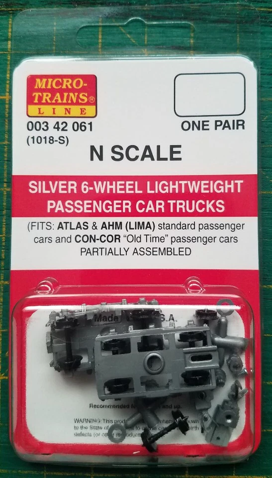 N MICRO TRAINS  003 42 061 SL 6 Wheel Lightweight Passenger Car Trucks  1018S - Image 1 of 1