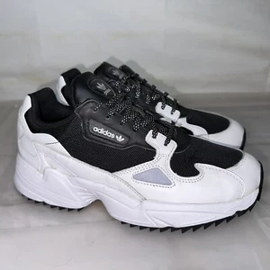 Near New ADIDAS Falcon Trail Oreo Black White Sneakers - Womens Size US 7 #31423 - Picture 1 of 9