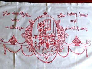 ANTIK LEINEN WANDBEHANG 83X50cm SPRUCH STICKEREI ALTE HANDARBEIT - Zdjęcie 1 z 6