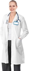 AIESI® Arztkittel Laborkittel Damen weiß Medizin Labor aus Baumwolle, Gr.44 - Bild 1 von 6