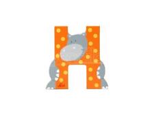 Trudi Sevi 81608 - Letteraa H Hippopotamus In Legno Arancione 7,5 Cm Decorazione