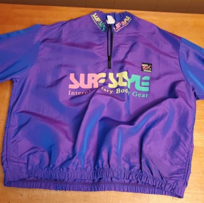 1/4 zip Surf Style Windbreaker Purple Iridescent Interplanetary One Size - Image 1 of 4