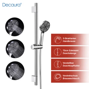 Decaura Duschbrause mit 1.5M Schlauch und Halterung Brausestangeset 70cm Chrom - Bild 1 von 9