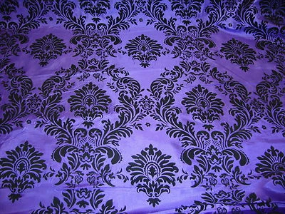 Tela de tafetán 100 pies púrpura flocado pasillo damasco corredor 58" terciopelo flocado   Foto 1 de 2