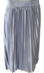 Pleated Steel Blue Midi Satin Skirt BRAND NEW WITH TAGS Studio West - Picture 1 of 3