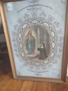 Sacred Heart of Jesus Alacoque poster Prayer rare 24x36 In Promises No Frame! - Picture 1 of 16