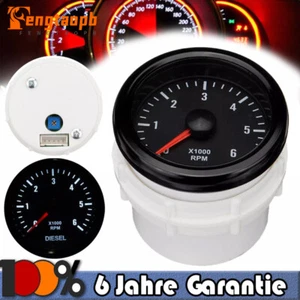 Universal LED Drehzahlmesser Tachoanzeige 0–6000 U/min für 52mm 12V Diesel Motor - Bild 1 von 12